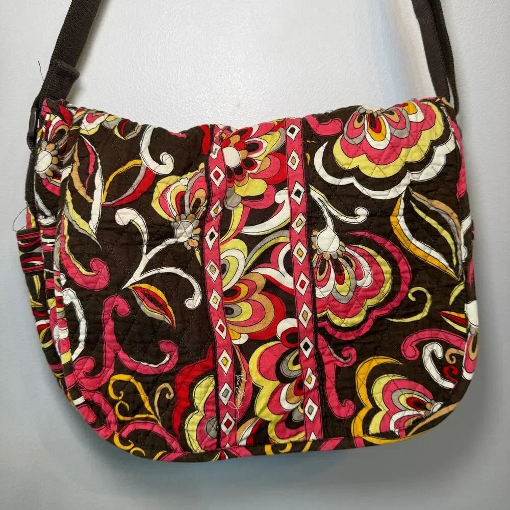 Vera Bradley Puccini Print Floral Laptop Crossbody Messenger Bag